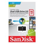 Ficha técnica e caractérísticas do produto Pen Drive SanDisk 16GB Dual USB Drive 3.0 P/ Smartphone SDDD2-016G-G46