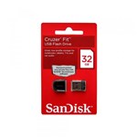Ficha técnica e caractérísticas do produto Pen Drive Sandisk 32GB USB 2.0 Cruzer Fit Nano SDCZ33 - 032G - B35 para PC e MAC