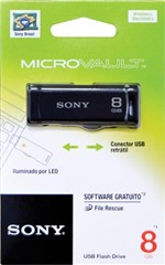 Ficha técnica e caractérísticas do produto Pen Drive Sony Retrátil Preto 8Gb Usm8gr