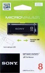 Ficha técnica e caractérísticas do produto Pen Drive SONY Retratil Preto 8GB USM8GR