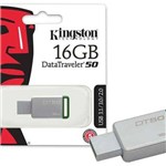 Ficha técnica e caractérísticas do produto Pen Drive Usb 3.1 Kingston Dt50/16gb Datatraveler 50 16gb Metal Verde