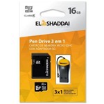 Ficha técnica e caractérísticas do produto Pendrive USB 2.0 - 16GB - El Shaddai 3em1 C10