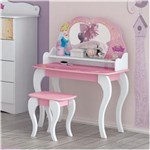 Ficha técnica e caractérísticas do produto Penteadeira com Banqueta Princesas Disney Star 6A Branco/Rosa - Pura Magia - Rosa