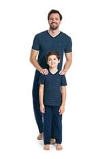 Ficha técnica e caractérísticas do produto Pijama Longo Malha Masculino Azul Escuro - G