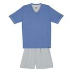Ficha técnica e caractérísticas do produto Pijama Lupo Curto Adulto Masculino Gola V (Adulto) Tamanho: Gg | Cor: Azul
