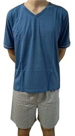 Ficha técnica e caractérísticas do produto Pijama Lupo Curto Adulto Masculino Gola V (Adulto) Tamanho: G | Cor: Azul