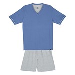 Ficha técnica e caractérísticas do produto Pijama Lupo Curto Masculino Gola V (Adulto) Tamanho: Gg | Cor: Azul