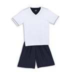Ficha técnica e caractérísticas do produto Pijama Lupo Infantil Curto Gola V (Infantil) Tamanho: 10 | Cor: Branca/Marinho