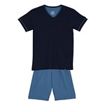 Ficha técnica e caractérísticas do produto Pijama Lupo Infantil Curto Gola V (Infantil) Tamanho: 02 | Cor: Marinho/Azul