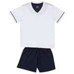 Ficha técnica e caractérísticas do produto Pijama Lupo Infantil Curto Gola V (Infantil) Tamanho: 12 | Cor: Branca/Marinho