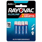 Ficha técnica e caractérísticas do produto Pilha Aaa Alcalina Leve 6 Pague 4 / 6un / Rayovac