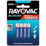 Ficha técnica e caractérísticas do produto Pilha Alcalina Palito AAA Leve 4 Pague 3 - Rayovac
