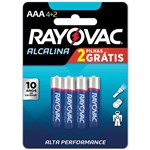 Ficha técnica e caractérísticas do produto Pilha Alcalina Palito AAA Leve 6 Pague 4 - Rayovac - Pilha Rayovac