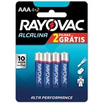 Ficha técnica e caractérísticas do produto Pilha Alcalina Palito AAA Leve 6 Pague 4 - Rayovac