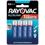 Ficha técnica e caractérísticas do produto Pilha Alcalina Pequena AA Raiovac Leve 4 Pague 3 - Rayovac