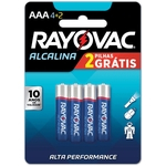 Ficha técnica e caractérísticas do produto Pilha Alcalina Rayovac AAA Leve6 Pague4 Unidades