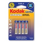Ficha técnica e caractérísticas do produto Pilha Kodak de Litio Ultra AAA Palito Embalagem com 4 Unidades