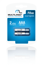 Ficha técnica e caractérísticas do produto Pilha Recarregável AAA 1000 MAh, Pack com 2 Multilaser - CB051