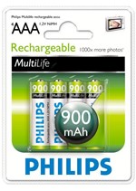 Ficha técnica e caractérísticas do produto Pilha Recarregável com 4 Aaa 1,2V 900Mah Nimh Philips