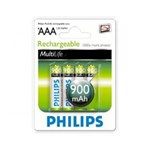 Ficha técnica e caractérísticas do produto Pilhas PHILIPS Recarregáveis AAA 900 MAh Ni-MH Kit com 4 Pilhas - RO3B4A90