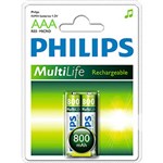 Ficha técnica e caractérísticas do produto Pilhas Recarregáveis AAA C/2 - 800Mah - Philips