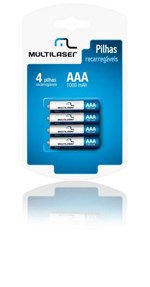 Ficha técnica e caractérísticas do produto Pilhas Recarregaveis Multilaser Aaa (1000mah) - 4 Unidades