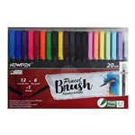 Ficha técnica e caractérísticas do produto Pincel Brush Aquarela e Brilhante + Blender Newpen 20 Cores