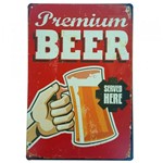 Ficha técnica e caractérísticas do produto Placa de Metal Decorativa Premium Beer - 30 X 20 Cm - Yaay