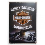 Ficha técnica e caractérísticas do produto Placa de Metal Harley-Davidson Motorcycles - 30 X 20 Cm - Yaay