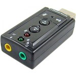 Ficha técnica e caractérísticas do produto Adaptador Placa de Som USB 7.1 Entrada P2 Fone e Microfone - Knup