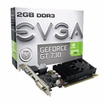 Ficha técnica e caractérísticas do produto Placa de Video EVGA Geforce GT 730 2GB DDR3 64BITS 02G-P3-1733-KR - ESP