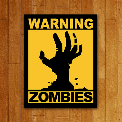 Ficha técnica e caractérísticas do produto Placa Decorativa: Warning Zombies