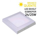 Ficha técnica e caractérísticas do produto Plafon LED Sobrepor Quadrado 24W Bivolt Branco Quente 30cm - Global