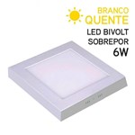 Ficha técnica e caractérísticas do produto Plafon LED Sobrepor Quadrado 6W Bivolt Branco Quente 9,2cm - Global