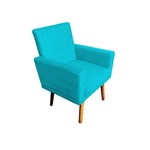 Ficha técnica e caractérísticas do produto Poltrona Cadeira Decorativa Nina para Sala Moveis Recepção Pés Palito Suede Liso Azul Turquesa - B2Y Magazine