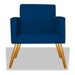 Ficha técnica e caractérísticas do produto Poltrona Cadeira Decorativa Nina Recepção Sala Escritório Suede Azul Marinho – BC DECOR