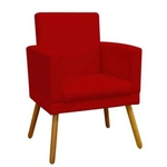 Ficha técnica e caractérísticas do produto Poltrona Cadeira Decorativa Pés Palitos Vermelho