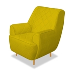 Ficha técnica e caractérísticas do produto Poltrona Cadeira Sofá Decorativa Melissa Corano Amarelo Sala de Estar Recepção Quarto Escritório - DS Decor