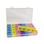 Ficha técnica e caractérísticas do produto Porta Comprimidos Organizador de Remedios Semanal Caixa para Medicamentos Colorido