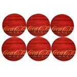 Ficha técnica e caractérísticas do produto Porta Copo Coca-Cola Wood Style com 6 Peças - Vermelho