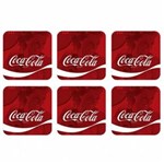 Ficha técnica e caractérísticas do produto Porta-Copos Coca-Cola Wave Logo Quadrado - Set com 6 - VERMELHO