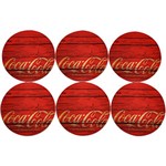 Ficha técnica e caractérísticas do produto Porta Copos MDF Coca-Cola Redondo Wood Style com 6 Peças - Urban