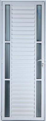 Porta de Alumínio Palheta com Visor Duplo 2,10 X 0,90 Direita Linha All Soft Cor Branco