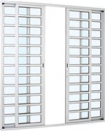 Ficha técnica e caractérísticas do produto Porta de Correr Alumínio Alumifort Sasazaki com Divisão Horizontal 4 Folhas 216cmx250cmx8,7cm Branco