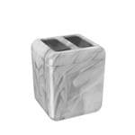 Ficha técnica e caractérísticas do produto Porta-escova Cube com Tampa Coza Mármore Branco