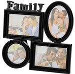 Ficha técnica e caractérísticas do produto Porta Retrato de Plástico Family para 4 Fotos Sendo 3 10cmx15cm e 1 10cmx10 Rojemac Preto