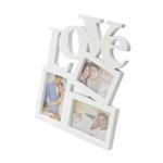 Ficha técnica e caractérísticas do produto Porta Retrato de Plastico Love P/ 3 Fotos 2 10X15 e 1 9X13 Branco - F9-3893