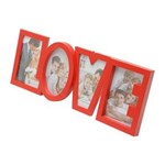 Ficha técnica e caractérísticas do produto Porta Retrato de Plástico Love para 4 Fotos 10cmx15cm Rojemac Vermelho
