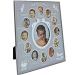 Ficha técnica e caractérísticas do produto Porta Retrato em Aluminio My First Year 20x25 com 13 Aberturas - Prestige - Cinza