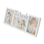 Ficha técnica e caractérísticas do produto Porta Retrato em Plástico para 3 Fotos Branco Friends - Prestige